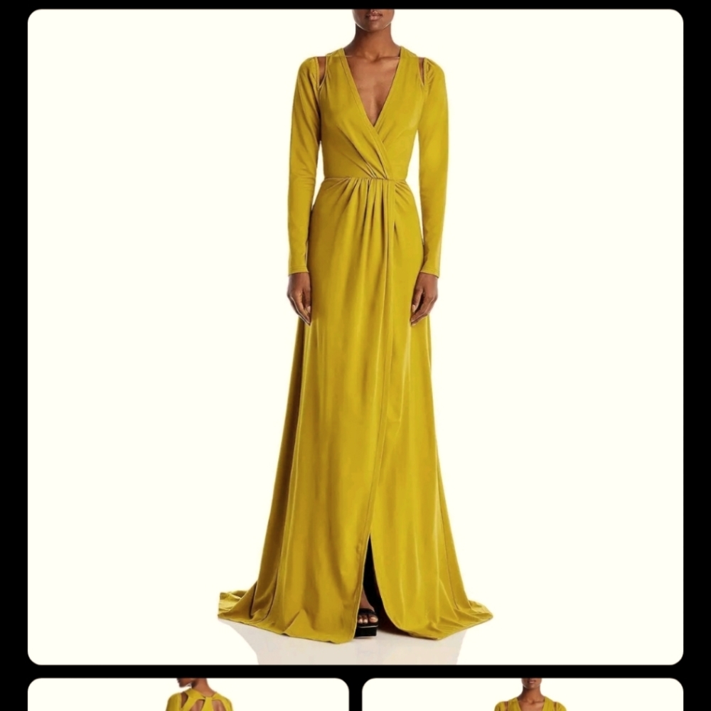 YAURA WOMENS LAYO CUT-OUT FAUX WRAP EVENING DRESS GOWN sz 16